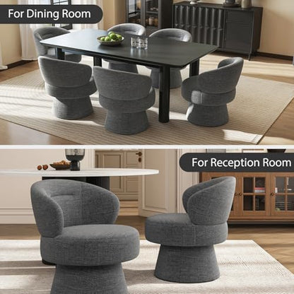360° Swivel Accent Chairs, Modern Chenille Upholstered Boucle Dining Chair with Back, Vanity Chair Accent Armchair Side Chairs for Dining/Living Room, Bedroom, Gray - color: Grey, size: 1 Chair