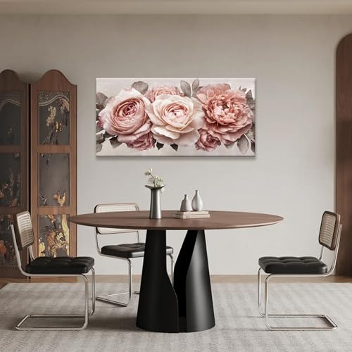 TAIJXAGSG Canvas Art Wall Decor Pink Flowers Print Paintings Flower White Wall Art Prints Ready To Hang For Bathroom Bedroom Kitchen Office Home Aesthetic Decoration Artwork 20" × 40" - color: QUN8F, size: 40"L x 20"W