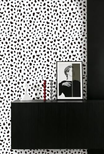 Yasinet Black Peel and Stick Wallpaper Black and White Wallpaper | 17.3"×393.7 "Polka Dot Contact Paper Modern Removable Self Adhesive Wall Paper Waterproof for Bathroom Bedrrom Cabinet Vinyl - color: Black/White, size: 17.3"×393.7''
