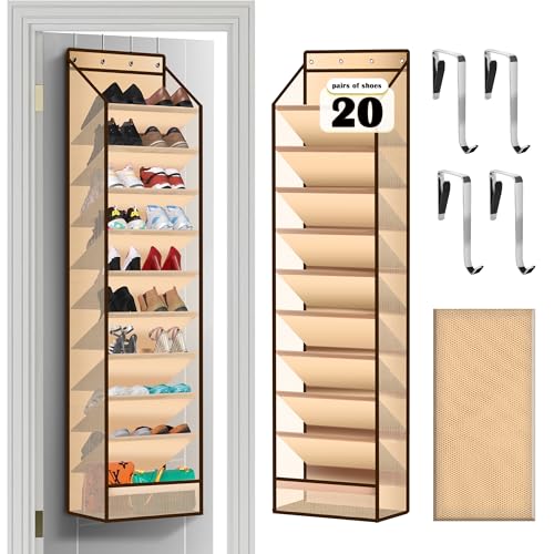 10 - Pocket Over - the - Door Hanging Shoe Organizers & Rack, Made of Sturdy 600D Oxford + Non - Woven Fabric, Space - Saving Storage for Shoes, Boots & More (Cream-colored) - color: Cream-colored