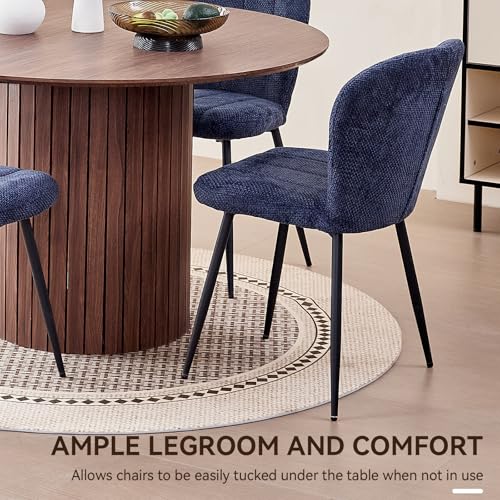 47" Round Dining Table for 4, Farmhouse Kitchen Table [Chamfered Edge Tabletop] Circle Pedestal Dinner Table, φ47.2"x29.5"H, Brown - color: Basic Brown 47