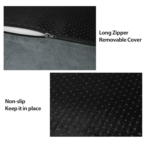 HOMBYS Recliner Seat Cushion with Lumbar Supportive Pillow Extra Large Non-Slip Seat Cushion with Back Support Cushions,Cruve Edge Design for Relief Thighs Pressure, Dark Grey - color: Dark Grey