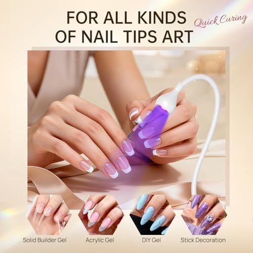 AORAEM LED Nail Lamps Flexible Gooseneck Lamp Gel Polish Curing Light White | Quicky Dry Nail Manicure Dryer Plug Play Portable Flash Cure Light for Gel Nails Home DIY Professionals - color: White