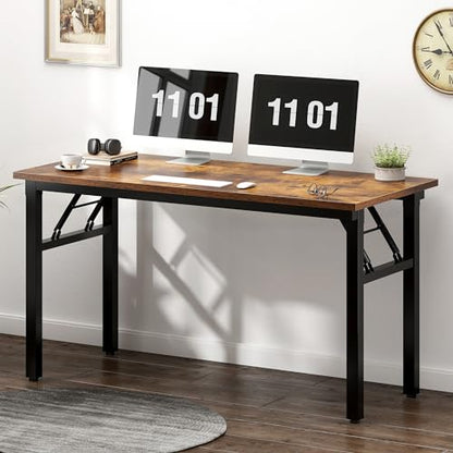Need 47 inches Computer Desk Office Desk Folding Table with BIFMA Certification Computer Table Workstation, Rustic Brown AC5FB-120 | No-Assembly, Sturdy Foldable Desk for Home Office, Bedroom, Dorm Room, Student Study, Collapsible, Wide, Easy Storage - co