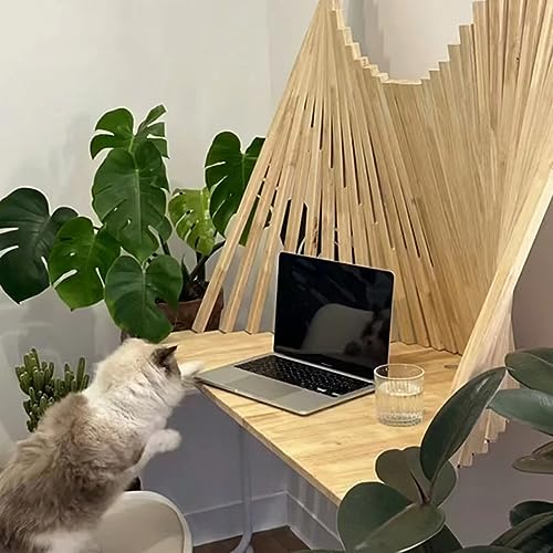 Wall Mounted Drop-Leaf Table - Fold Down Floating Laptop Desk, Wood Foldable Wall Desk for Small Spaces, Ideal for Home Office and Bedroom - Space-Saving Solution