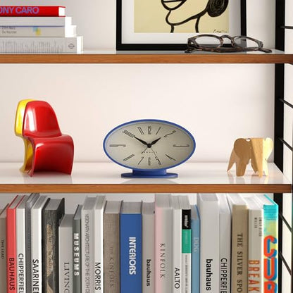 NEWGATE® Ronnie Alarm Clock | Oval Retro Design | Blue Soft Rubberised Finish | Ideal for Bedside, Desk or Shelf | Modern, Retro mid-Century Bedroom & Office Accessory - color: Silicone Blue