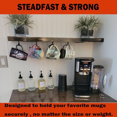 AUXPhome 4pcs Self Adhesive Cup Hooks Cabinet Organizer, Mug Holder Under Cabinet, Under-Shelf Mug Organizer Mug Storage Display Hanging Cups Drying Rack for Bar Kitchen Utensils - No Drilling