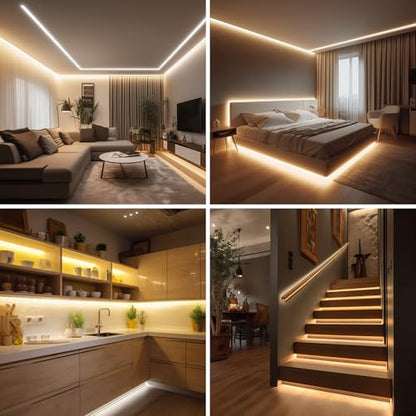 Pandery COB LED Strip Lights Warm White,24V Dimmable led Light Strip KIT with Remote and app Control,3000K 9.84FT/3m 8mm Wide Ra>90 Cuttable Flexible Strip Lights for Bedroom,Wardrobe,Cabinet - color: 3000K Warm white, size: 9.84FT
