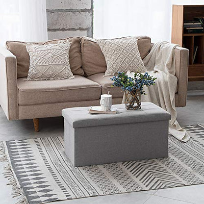 Camabel 30 Inches Folding Storage Ottoman Bench, Ottoman Foot Rest, End of Bed Bench, Storage Chest, Load 660 lb, for Living Room, Bedroom, Entryway Grey - color: Grey