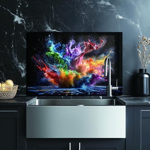 Evgosm tempered glass backsplash for stove, pigment Stove Splashback, Glass Backsplash, Used for Kitchen Wall Protection and Decoration, Easy to Install and Clean. (30x16'') - size: 30"L x 16"W