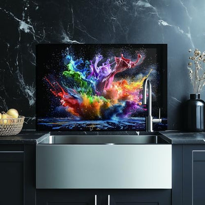 Evgosm tempered glass backsplash for stove, pigment Stove Splashback, Glass Backsplash, Used for Kitchen Wall Protection and Decoration, Easy to Install and Clean. (30x16'') - size: 30"L x 16"W