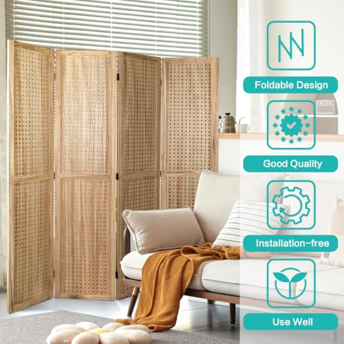 4 Panel Pegboard Room Divider | Folding Freestanding Display Screen, Privacy Partition for Retail, Craft Shows, Home Office, and Exhibition Use Brown - color: Brown-4 Panel, size: 4 Panel