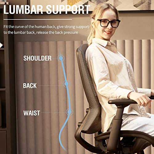 T96 Mesh Office Chair,Ergonomic Computer Desk Chair,Sturdy Task Chair- Adjustable Lumbar Support & Armrests,Tilt Function,Comfort Wide Seat,Swivel Home Office Chair - color: Charcoal
