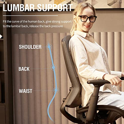 T96 Mesh Office Chair,Ergonomic Computer Desk Chair,Sturdy Task Chair- Adjustable Lumbar Support & Armrests,Tilt Function,Comfort Wide Seat,Swivel Home Office Chair - color: Charcoal
