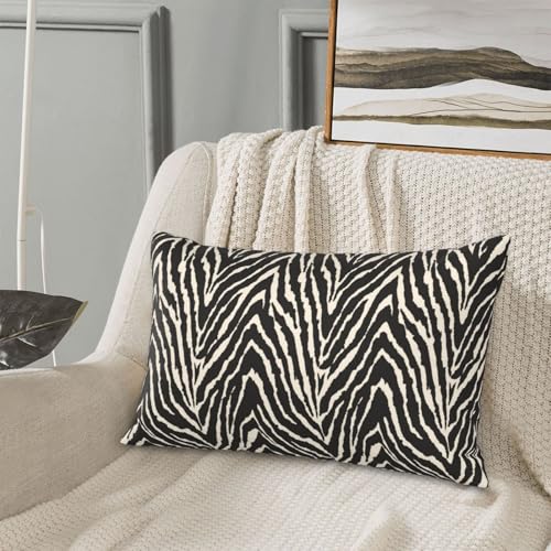 Zebra Throw Pillow Covers Black and White Zebra Seamless Pattern Lumbar Pillow Cover 12x20 Inch Set of 2 Zebra Skin Pattern Texture Pillowcase Rectangle Cushion Cases for Bed Sofa - color: Black White, size: 20" x 12" (Pack of 2)
