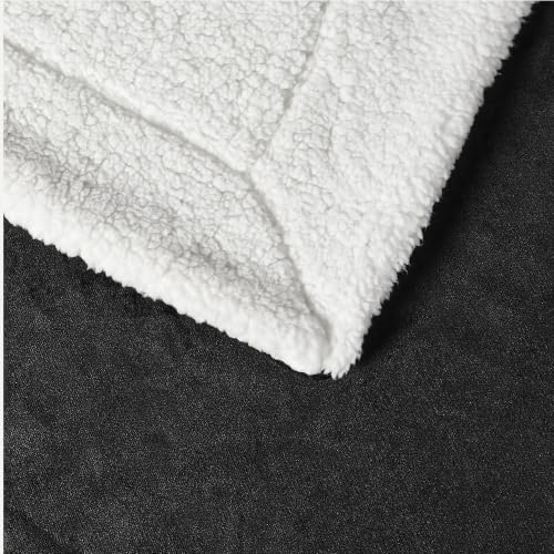 Amazon Basics Reversible Sherpa Throw Blanket, Warm, 50"x60", Black - color: Black, size: Throw (50"x60")