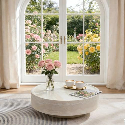 Round Faux Marble Coffee Table, Fiberglass Modern Center Table for Living Room, Stylish Accent Furniture with Durable Build, Ideal for Home Office & Bedroom (35.43''*11.81'' Mars Pattern) - color: 35.43''*11.81'' Mars Pattern