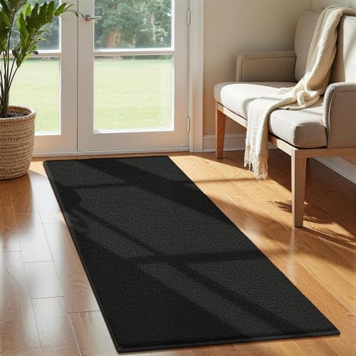 Vasofe 2x4 Black Hallway Runner Rug, Non Slip Washable Bedroom Runner Rugs | Indoor Thickened Memory Foam Bedside Rugs for Nursery Dorm Kids Boys Room, Medium Pile Shag Fluffy Carpets for Entrance Hall - color: Black, size: 2' x 4' (Rectangular)