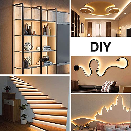 Onforu Warm White LED Strip Lights, 49.2ft 3000K Warm White Dimmable Strip Lighting, 2835 LEDs Tape Light, Flexible Ribbon Light for Kitchen Cabinet Bedroom Wardrobe,15m 12V Adhesive Rope Light