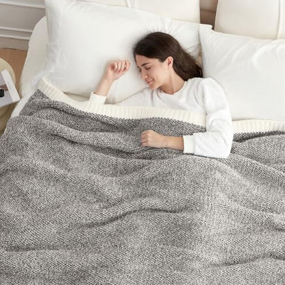 Snuggle Sac Queen Size Bedding Blankets, Super Soft Warm Oversized Blankets for Bed, Cozy Knit Fuzzy Plush Bed Blankets,Heather Dark Grey,90x90 inches - color: Heather Dark Grey, size: Queen (90"x90")