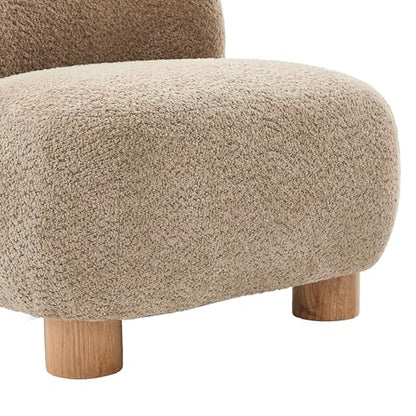 Christopher Knight Home Modern Low Profile Accent Chair for Living Room, Boucle Upholstered Armless Chair with Rubberwood Legs, Comfy Lounge Armchair, Plush Cloud-Like Seating for Bedroom, Light Brown - color: Light Brown