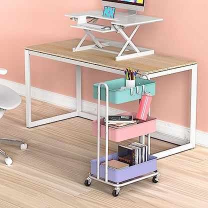 Simple Houseware 3-Tier Heavy Duty Metal Utility Rolling Cart, Multicolor - color: Muticolor