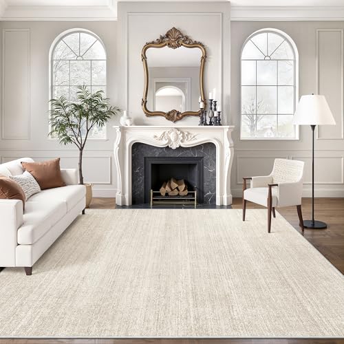 Art&Tuft Washable Rugs 9x12, Low Pile Area Rugs 9x12 Living Room - Non Slip and Stain Resistant Soft Thin Rug for Bedroom, Dining Room, Kitchen, Office, Beige - color: Stripe-beige, size: 9' X 12'