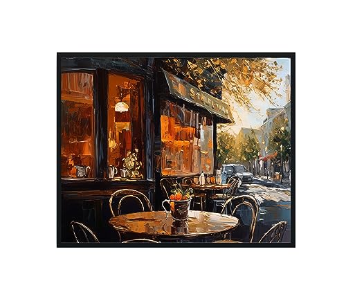 Coffee Corner Art Print Poster, Wall Art Painting Decor. Paint Splash Style Artwork. (Coffee Corner, 11x14 inches + (Black Frame)) - color: Coffee Corner, size: 14"L x 11"W
