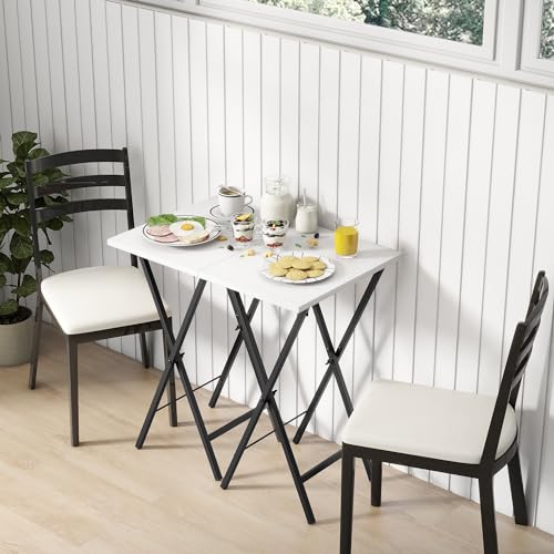 Acovy TV Tray Table Set of 2, TV Dinner Tray, Folding Table, Foldable TV-Trays, Side Table for Bed, Couch, Portable and Small Easy to Move - color: White&black