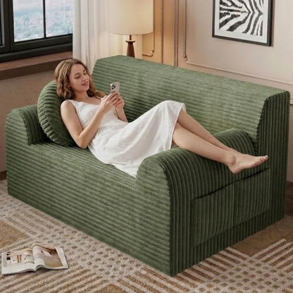 42" Boneless Oversized Chair with Side Pocket, Sofa Small Single Couch in a Box, Deep Seating Boneless Chair for Bedroom Living Room Office Apartment, No Assembly, Green - color: Green, size: 42'' Style 3