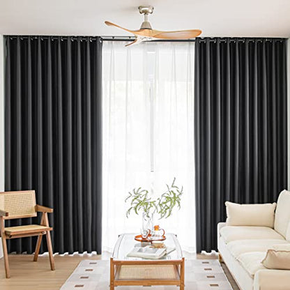 Windows Black Blackout Curtains 63 inches Long 2 Panels Set Grommet Blackout Drapes Energy Saving Noise Reducing Thermal Insulated for Bedroom Living Room Nursery - color: Black, size: 42"W x 63"L (Pack of 2)