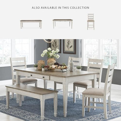 Signature Design by Ashley Skempton Farmhouse Storage Bench, Distressed Finish, Seat With Hidden Storage, Wood, 48" W x 15" D x 18.5" H, White & Light Brown
