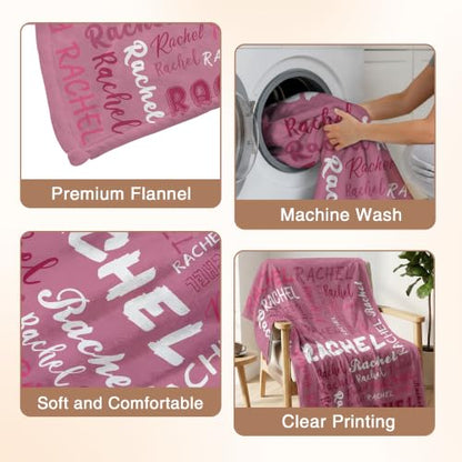 Personalized Blanket with Name, Custom Name Blanket Gifts for Kids Adults Boys Girls Teen, Soft Customized Fleece Flannel Throw for Bedroom Living Room, Birthday Christmas - color: Raspberry