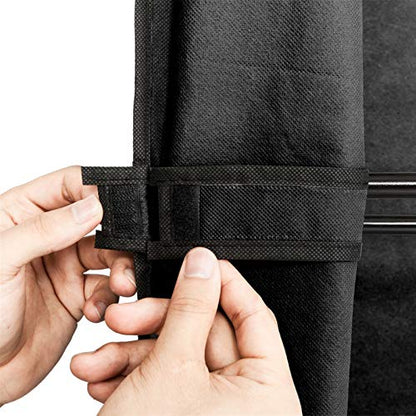 Portable Closet with Cover and Shelves 71" Freestanding Wardrobe Clothes Rack Storage Organizer Heavy Duty Steel Frame Garment Rack for Bedroom Dorm Apartment Black