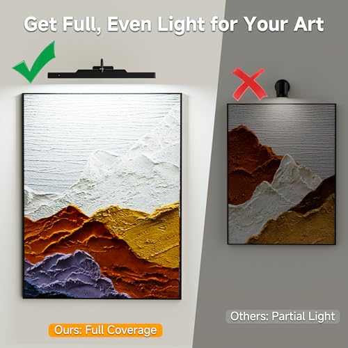 Wireless Dimmable Picture Light Black,5000mAh Rechargeable Battery Operated Art Light for Wall Paintings,16in Remote, 3 Color Temps, 350LM Wall Art Light for Frame, Portrait, Dartboard - color: Black, size: 16 Inch