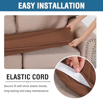 H.VERSAILTEX Super Stretch Individual Seat Cushion Covers Sofa Covers Couch Cushion Covers Slipcover Sets Thick Jacquard Textured Twill Fabric (1 Piece Sofa Cushion Cover, Caramel) - color: Caramel, size: 1 Cushion Sofa