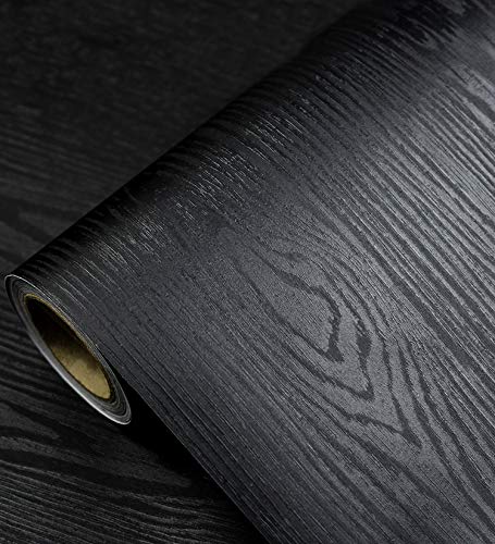 tiltil Black Wood Peel and Stick Wallpaper Wood Contact Paper 17.7" × 197" | Self-Adhesive Wallpaper Removable Waterproof Wall Paper Vinyl for Countertop Furniture Kitchen Countertop Easy to Clean - size: 17.7" x 197"