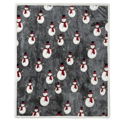 PAVILIA Premium Christmas Sherpa Throw Blanket, 50x60, Grey Snowman Cozy Fleece Holiday Blanket, Reversible Plush Winter Throw for Couch & Bed, Ultra Soft Warm - color: Snowman Charcoal, size: 50 x 60 Inches