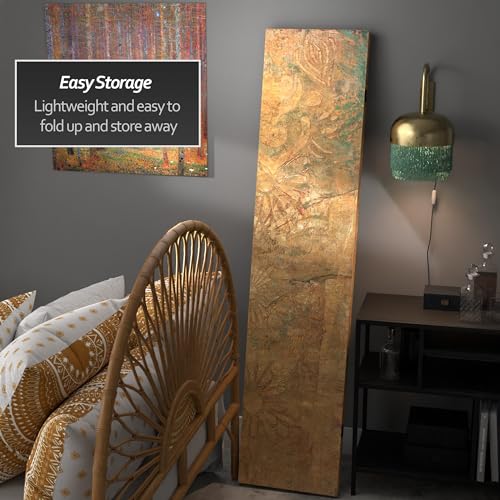 Red Lantern 6 ft. Tall Double Sided Brass Blossoms Canvas Room Divider - color: Brass Blossoms