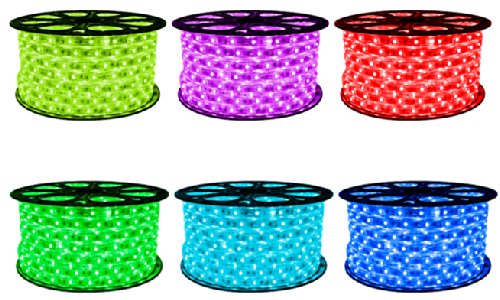20 Feet RGB Color Changing 120V LED SMD5050 Flexible Flat LED Strip Rope Light - [Christmas Lighting, Indoor/Outdoor Rope Lighting] [Controller is Included] - color: RGB Color Changing