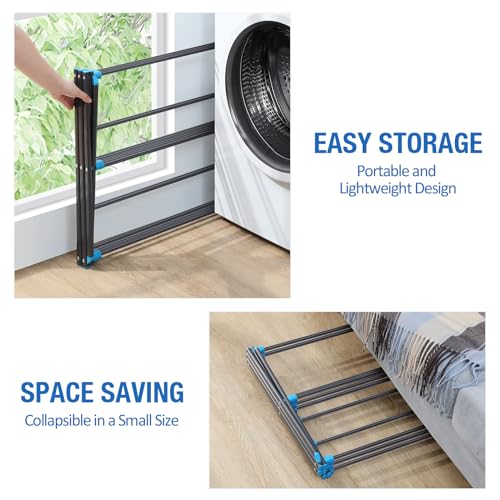 Clothes Drying Rack, Foldable 2-Level Drying Rack Clothing, Stainless Steel Free-Standing Laundry Airer, with Height-Adjustable 4 Wings, Matte Black - color: Graphite, size: Small