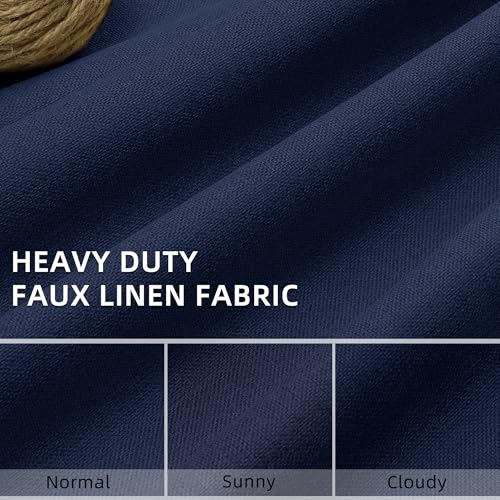 ChrisDowa Navy Blue Blackout Curtains 45 Inches Long 2 Panels for Bedroom | Room Darkening,Light Blocking,Thermal Insulated,Faux Linen,Farmhouse,Grommet,Window Treatment,Drapes,Living Room,52x45 - color: Navy Blue, size: 52"W x 45"L (Pack of 2)