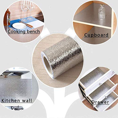 D&L Kitchen Backsplash Sticker, Aluminum Foil Orange Peel Texture, Waterproof Removable High Temperature Resistant DIY Wallpaper, 0.4m x 3m Self-Adhesive Wall Decal for Kitchen Walls & Appliances