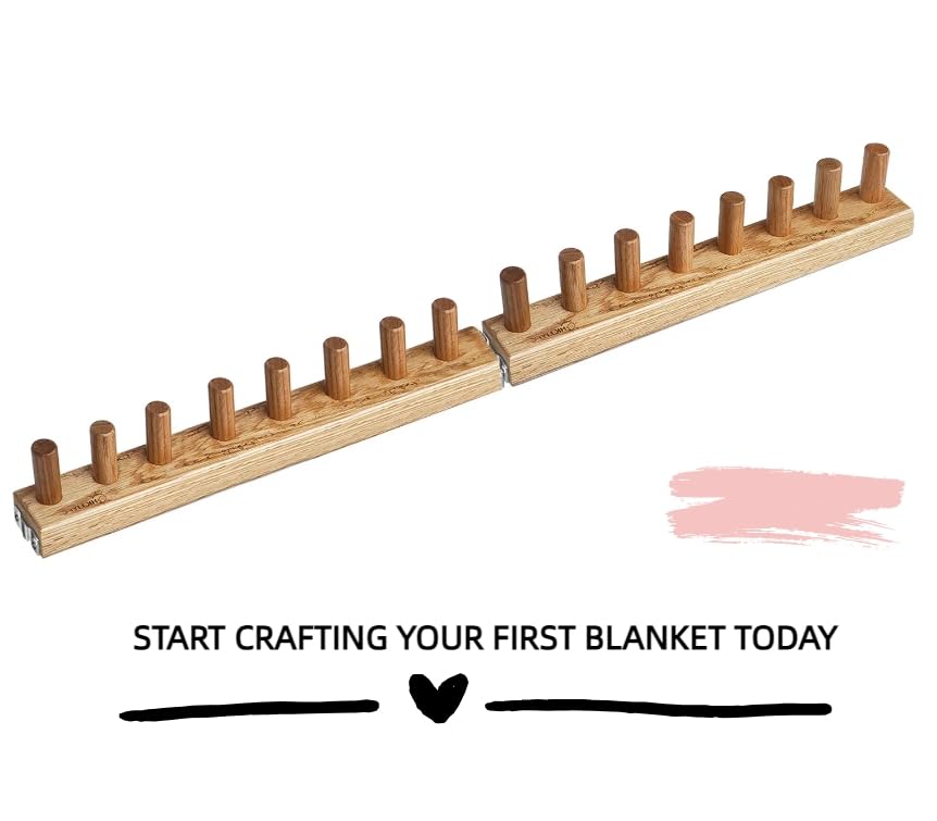YBHJKL 31.5" Chunky Yarn Loom for Beginners – Wooden Blanket Making Kit for Adults, Modular Knitting Loom for DIY Scarf & Throw Blanket, Extra Large Craft Kit with Red Oak Frame (2-Piece)
