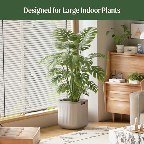 15 Inch Self-Watering Planter for Indoor Plants – Large Modern Plant Pot with Built-In Water Reservoir, Ideal for Monstera, Fiddle Leaf Fig, Palms & Peace Lily, Without Trellis (1, Cream White) - color: Cream White