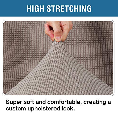 H.VERSAILTEX Ottoman Cover Slipcover Rectangle Fit Length 29"-34" Footrest Sofa Slipcovers Stool Cover Footstool Protector Covers Feature Stretch Thick Soft Jacquard Fabric Removable Washable - Taupe - color: Taupe, size: Rectangle-Large