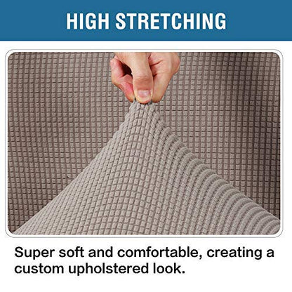 H.VERSAILTEX Ottoman Cover Slipcover Rectangle Fit Length 29"-34" Footrest Sofa Slipcovers Stool Cover Footstool Protector Covers Feature Stretch Thick Soft Jacquard Fabric Removable Washable - Taupe - color: Taupe, size: Rectangle-Large