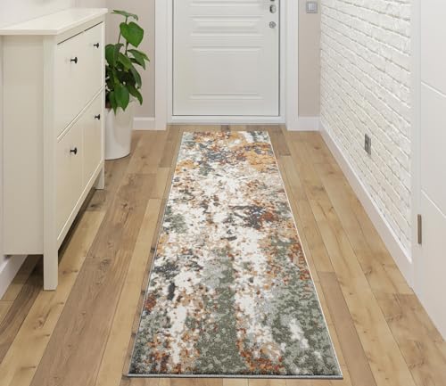 Keen Home Design Runner Rugs - 32"x119" Non-Shedding, Thick Pile Abstract Rugs for Kitchen, Living Room, Bedroom, Dining Room, Entryway - Size: 2'8" x 9'11", Skies Green - color: Skies Green, size: 2'8" x 9'11" (Runner)