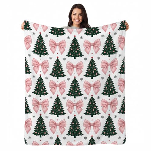 Festive Pine Trees Throw Blanket, Soft Flannel Fleece 50" x 60" | Yujiiso Festive Pine Trees Blanket Lightweight Decor for Living Room, Bedroom, Office and Travel, Home Decor Gift - color: Festive Pine Trees, size: 50"x60"