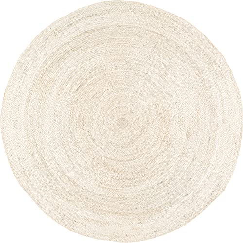 nuLOOM 6 Round Rigo Jute Hand Woven Area Rug, Off White, Solid Farmhouse Design, Natural Fiber, For Bedroom, Living Room, Dining Room, Hallway, Office, Kitchen, Entryway - color: Off White, size: 6' (Round)